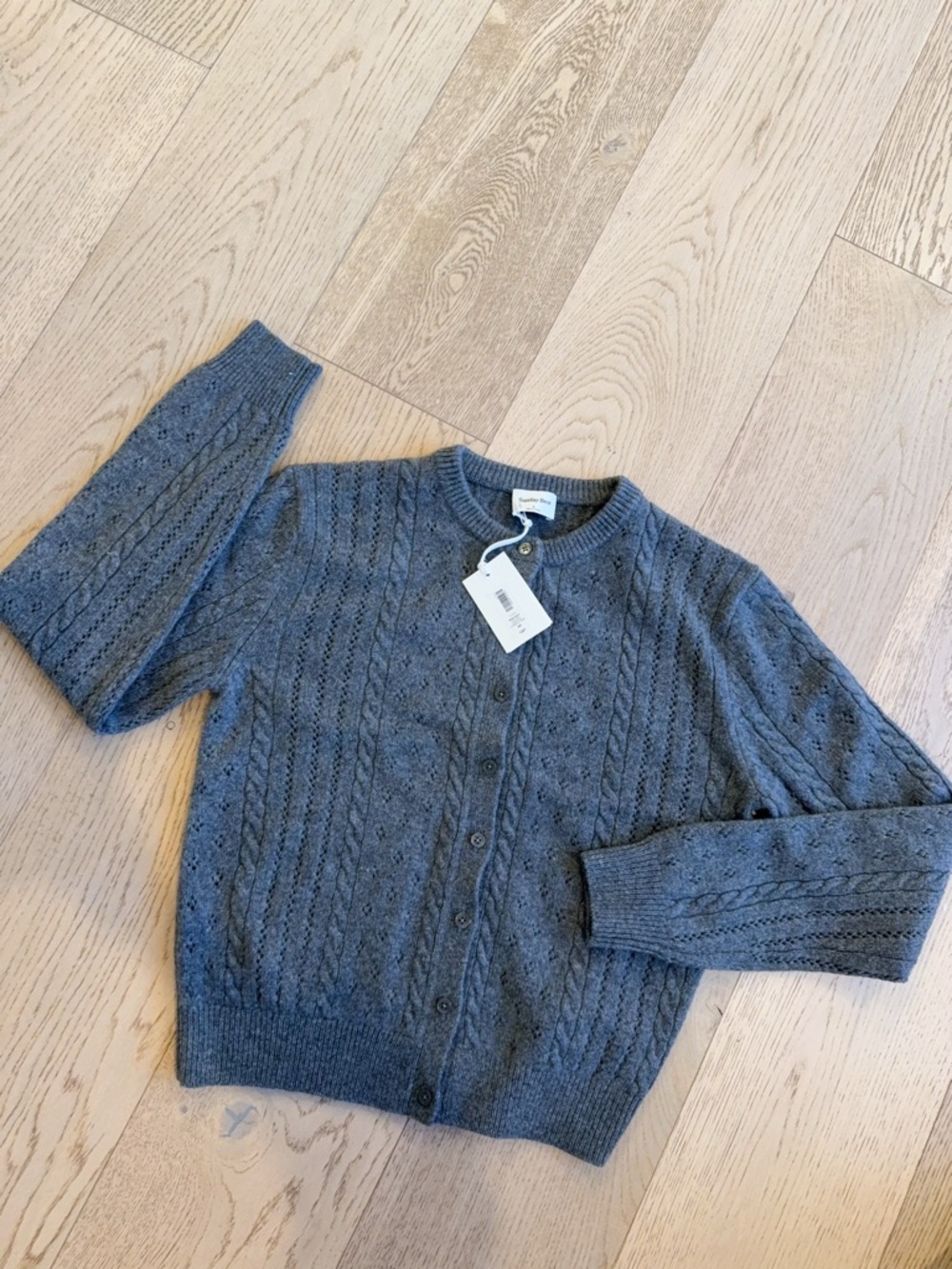 Sunday Best Gray Cable Knit Cardigan